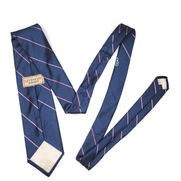 Givenchy monsieur striped silk tie red and navy - Picture 4 of 7